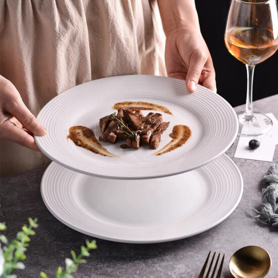 Luxury ceramic steak plate with elegant design for fine dining